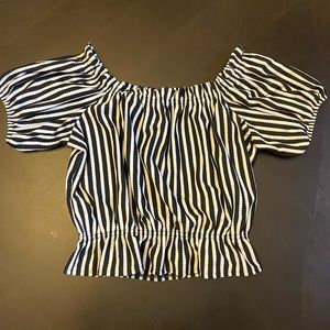 H&M striped off shoulder crop top